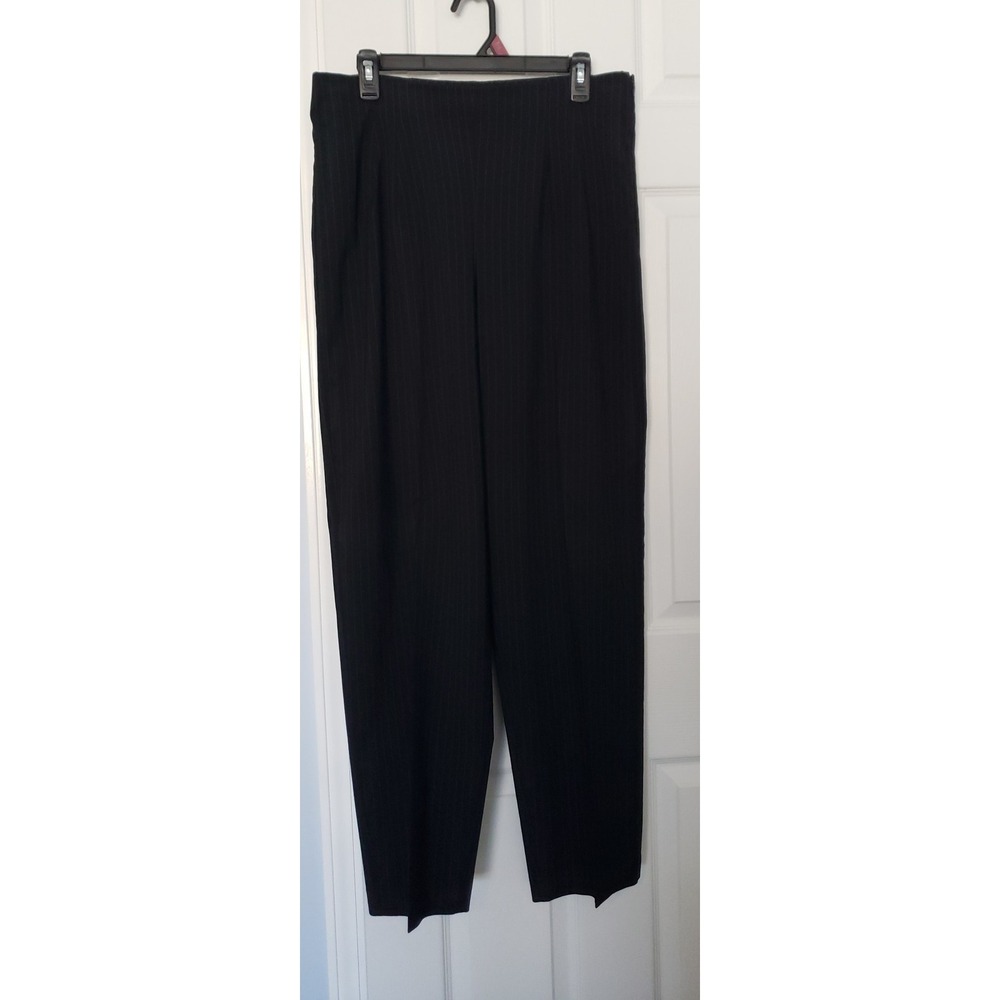 JM Collection Womans Dress Pants Size 12 x 30 Black Pinstrips, Pleated